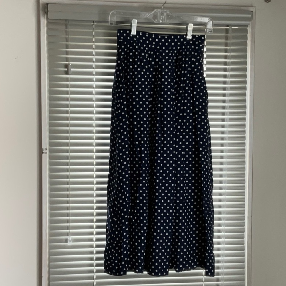 Blue Skirt with White Polka Dots